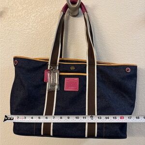 Coach Hampton Blue Denim Weekender Tote EUC